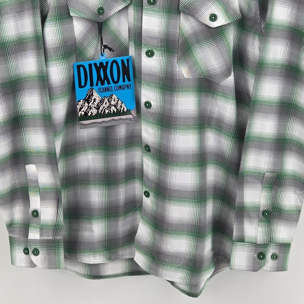 Dixxon Slopes Green Flannel Button Long Sleeve Limited Shirt Mens Large NWT - Picture 4 of 14